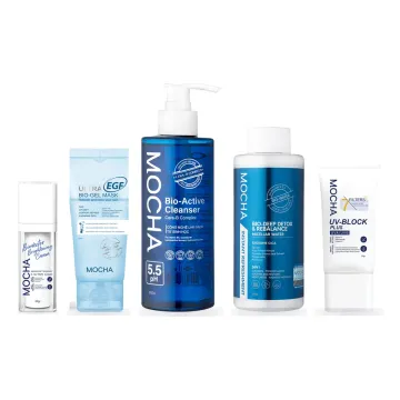 Bộ 5 món dưỡng da sáng khoẻ: Nước tẩy trang Bio-Deep Detox, Sữa rửa mặt Bio-Active Cleanser, Kem chống nắng UV-Block Plus, Ultra EGF Bio-Gel Mask, Biovector Brightening Cream