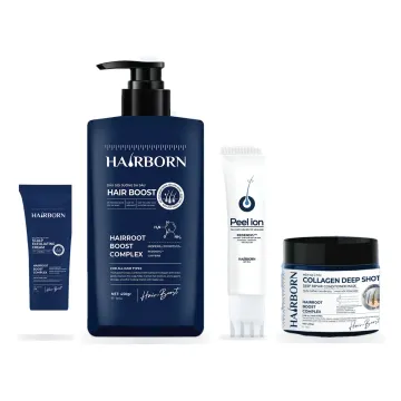 Bộ Hairborn 5 món chăm sóc tóc: Dầu gội Hair Boost, Mặt nạ ủ tóc Collagen Deep Shot, Tinh chất da đầu Peel Ion