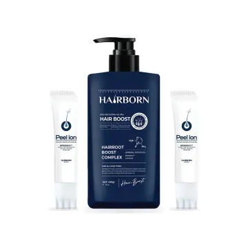 Combo Hairborn: Dầu gội + 2 Peel Ion: Dầu gội Hair Boost, 2 Tinh chất da đầu Peel Ion
