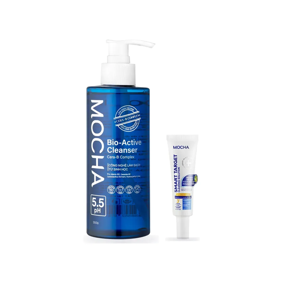 Combo Gel chấm mụn + Sữa rửa mặt: Sữa rửa mặt Bio-Active Cleanser, Gel chấm mụn Smart Target