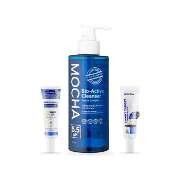 Combo Mụn + Thâm + Sữa rửa mặt: Sữa rửa mặt Bio-Active Cleanser, Gel chấm mụn Smart Target, Smart Whitening Turmergel