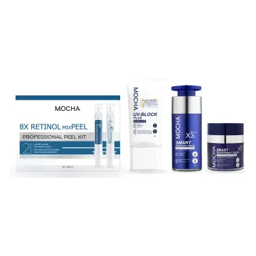 Combo Nám + Peel + Kem chống nắng: Serum Smart First Care, Kem nám Smart Brightening X3, Retinol mixPEEL Kit, Kem chống nắng UV-Block Plus