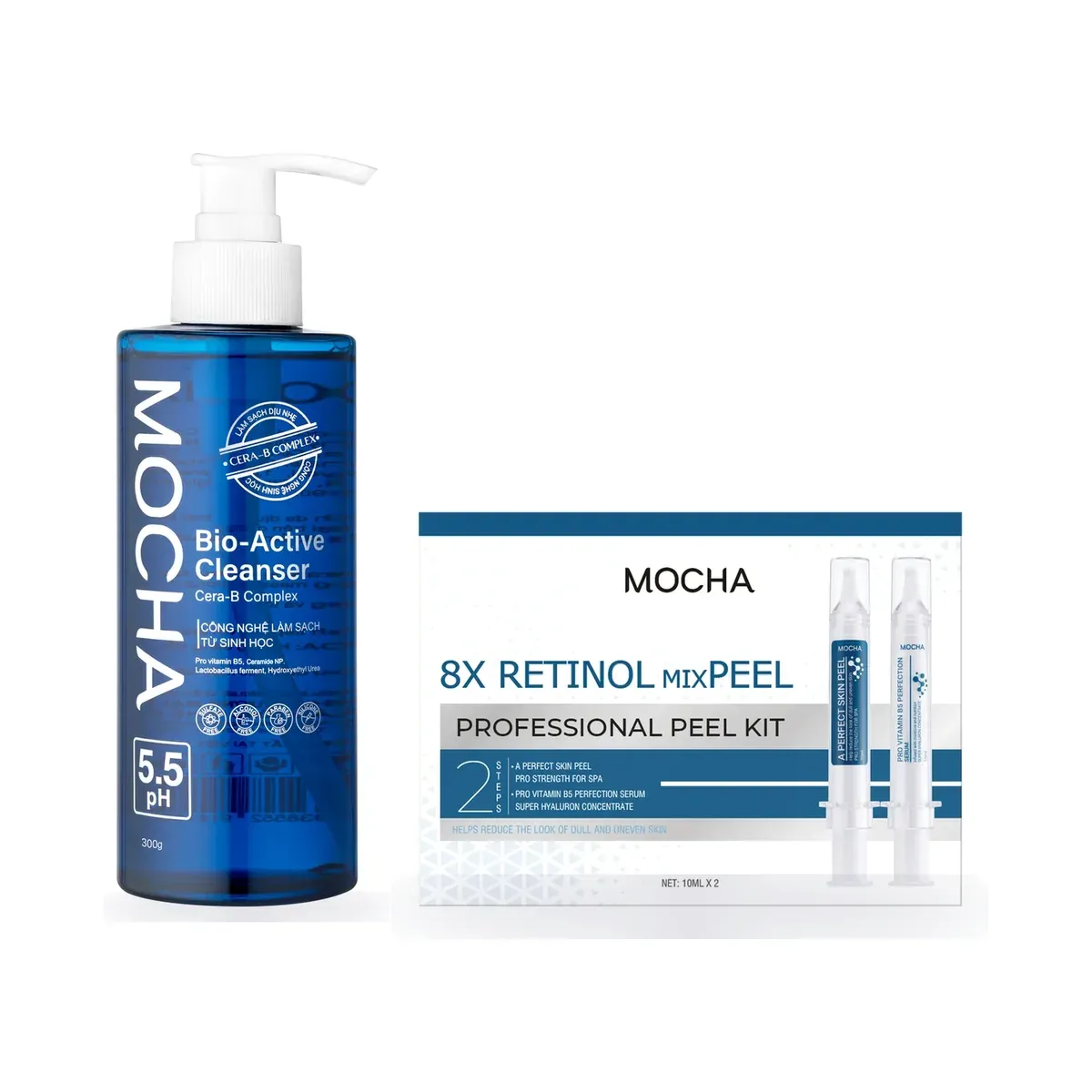 Combo Peel + Sữa rửa mặt Bio-Active: Retinol mixPEEL Kit, Sữa rửa mặt Bio-Active Cleanser