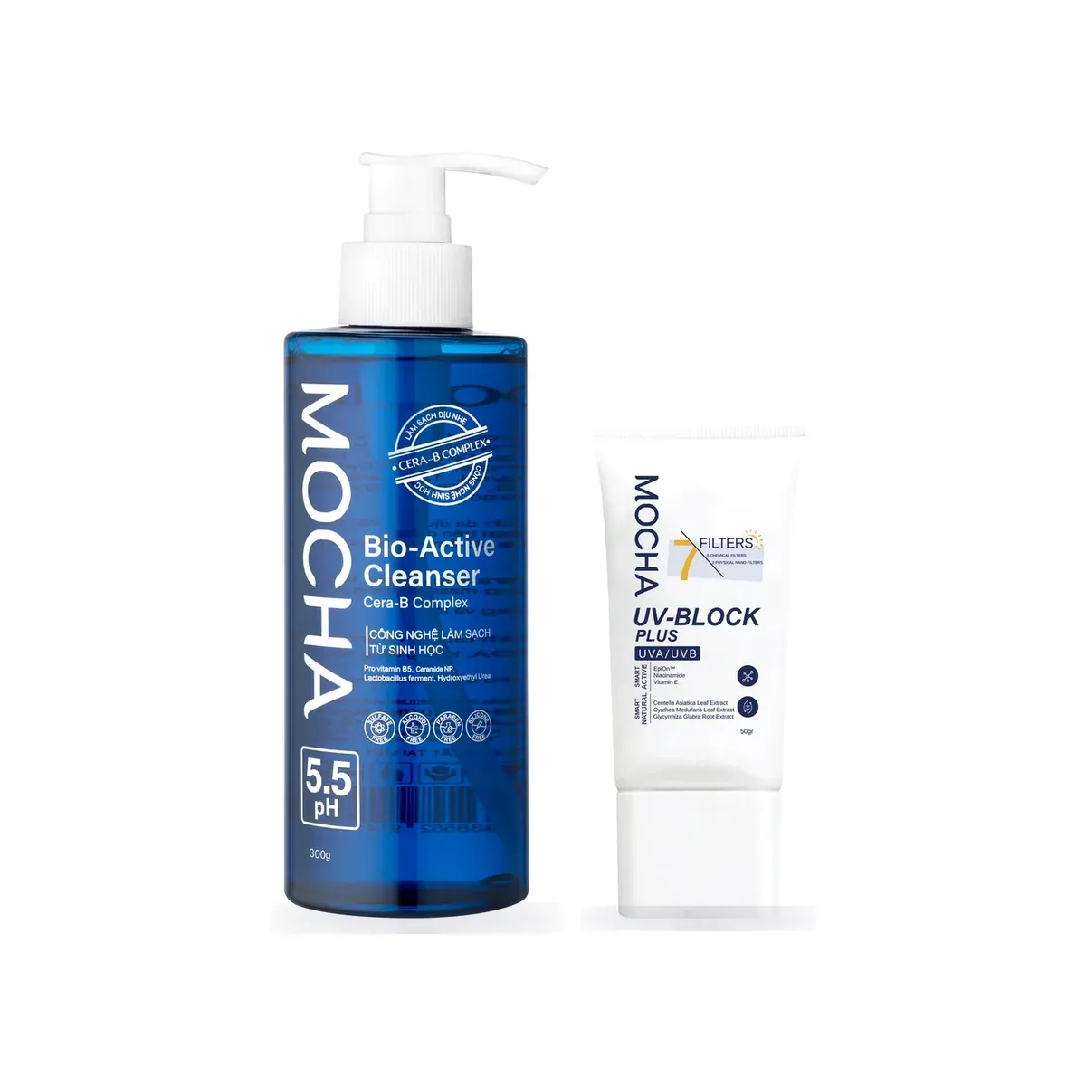 Combo Sữa rửa mặt + Kem chống nắng: Sữa rửa mặt Bio-Active Cleanser, Kem chống nắng UV-Block Plus