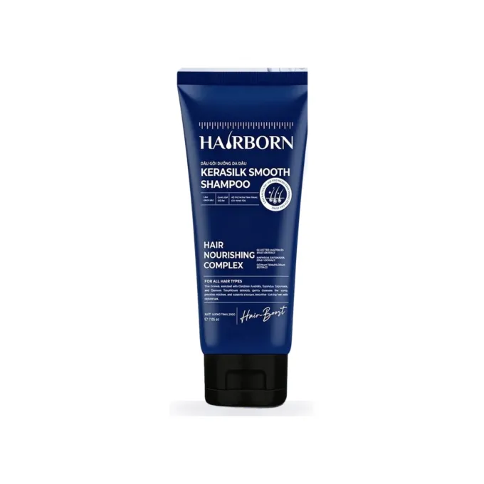 Tuýp dầu gội HAIRBORN Kerasilk Smooth Shampoo 200g màu xanh navy, nắp đen