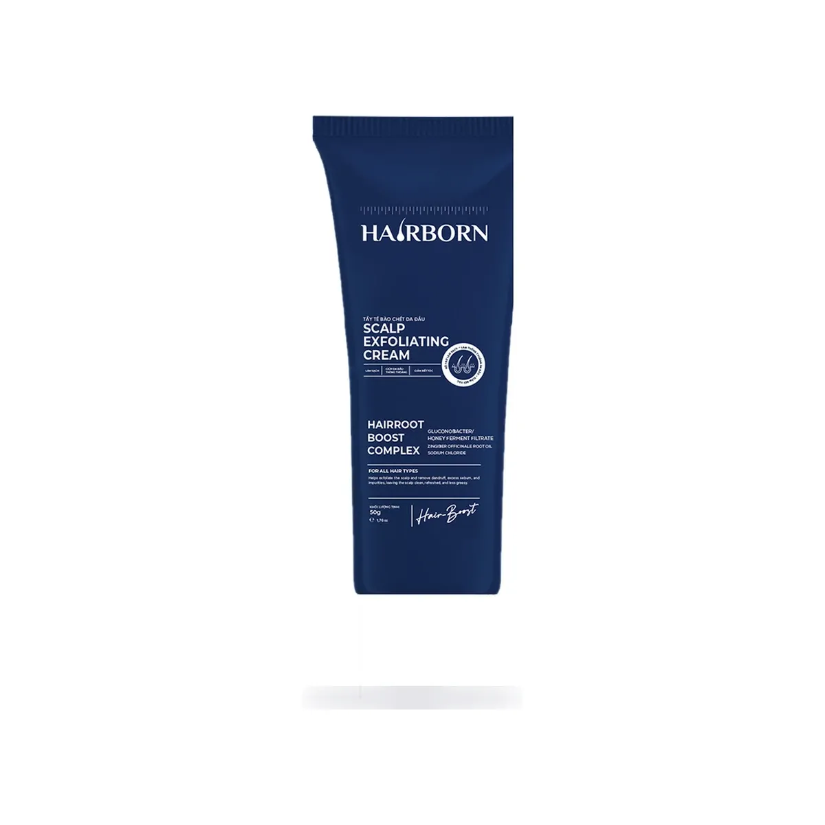 Tuýp kem tẩy tế bào chết da đầu HAIRBORN Scalp Exfoliating Cream 50g màu xanh navy